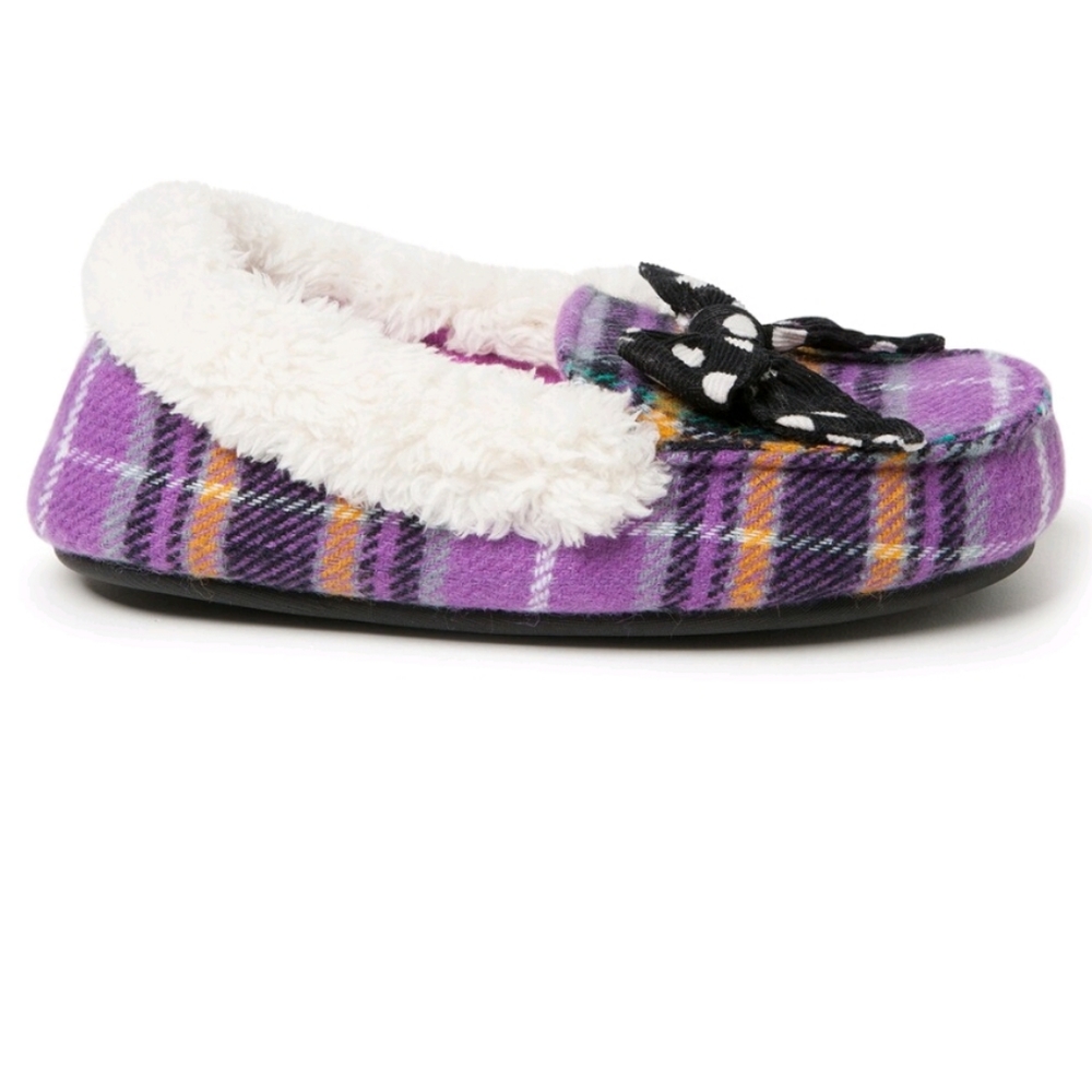 Dearfoams Plaid Girls Moccasin Slippers NEW
